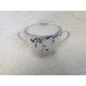 Vintage Epoch Sugar Bowl Container With Lid & Handles Glossy Korea 3.5" X 2.6"